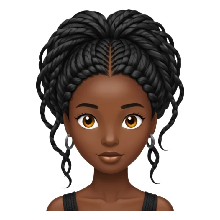 Alluring african woman shiny black micro braid  tousled hair sticker