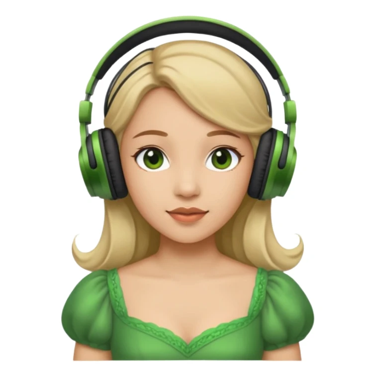 princess with headphones green dress sticker