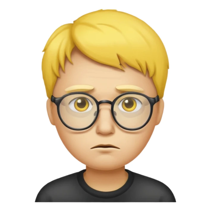 Una cara amarilla con lentes y que esté triste sticker
