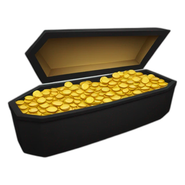 black coffin filled with gold coins sticker