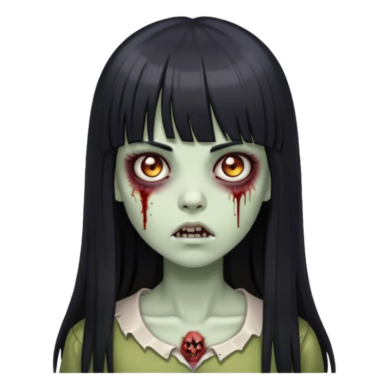 zumbie girl with black long straight hair with bangs (like this 🧟‍♀️) sticker