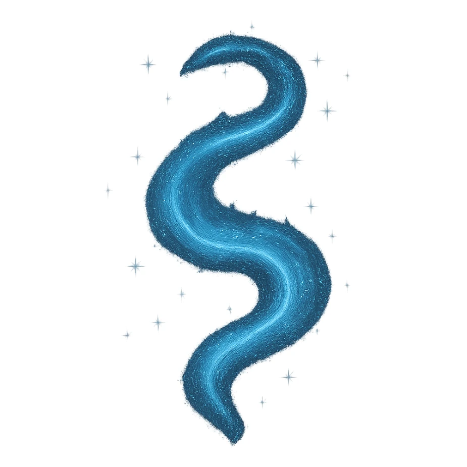 a blue sparkle magic whisp, swirling and mystical, with shimmering effects, on transparent background sticker