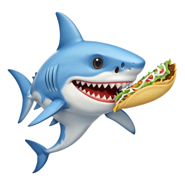 shark wearing a white dress eating a taco sticker