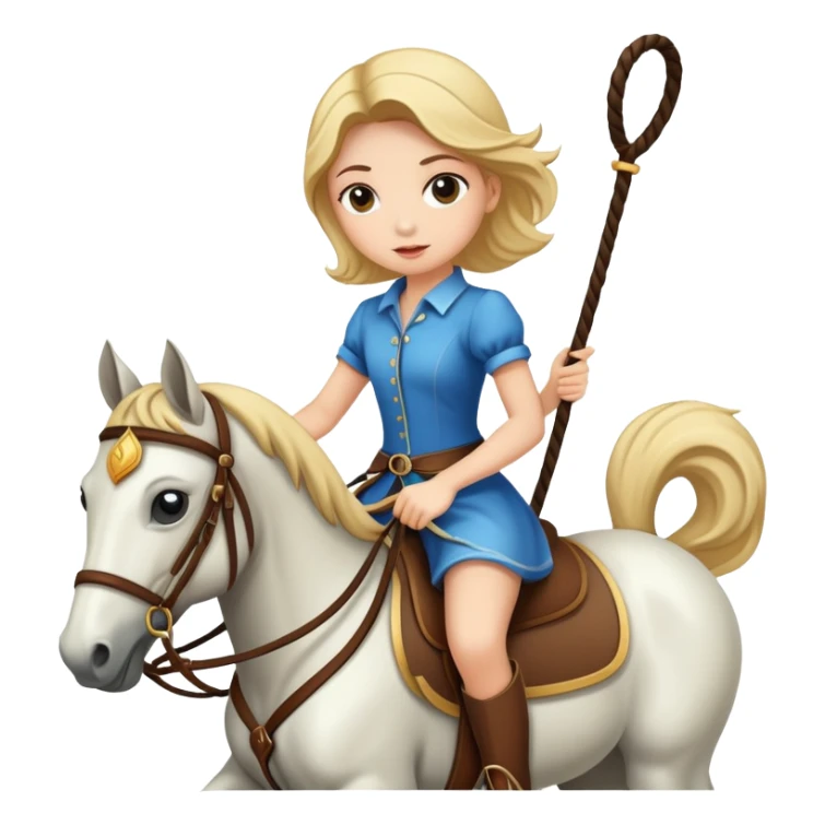 girl riding a horse holding a whip sticker