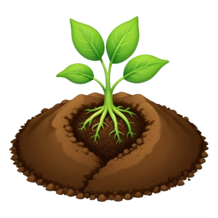 A green sprout with two leaves on top of brown soil sticker
