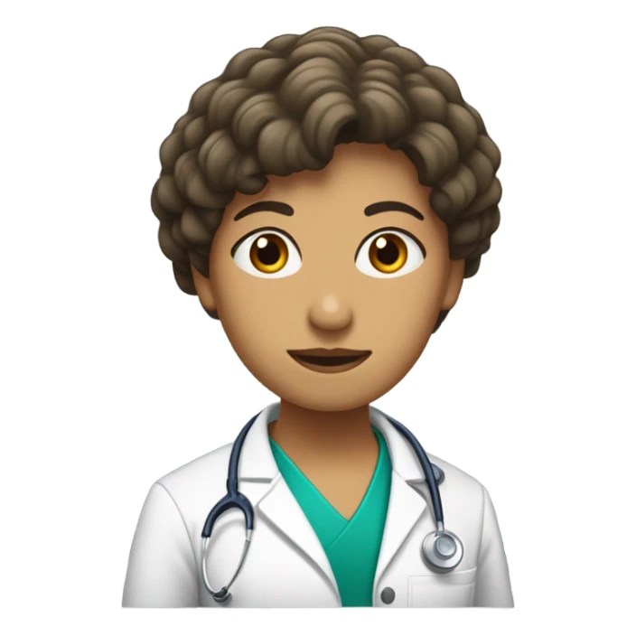 Una doctora con cabello castaño oscuro y fleco cortina  sticker