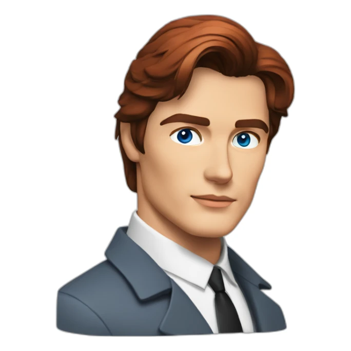 Alain Delon young researcher blue eyes short red hair sticker