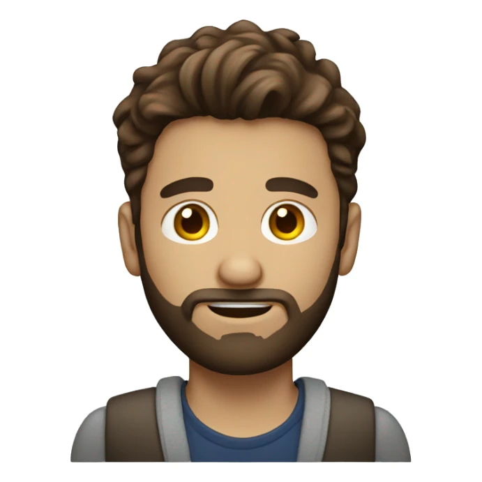 Brown hair man with beard with laptop  sticker