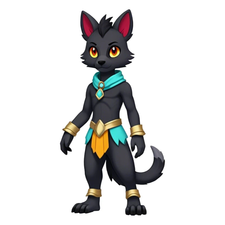 Edgy colorful anthro fursona Fakemon full body sticker