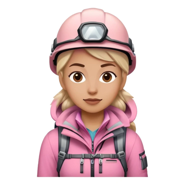 female mountain climber wearing light pink sticker