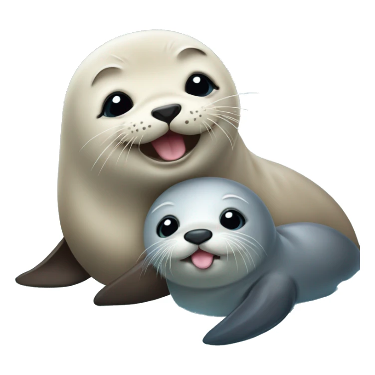 cute baby seal with baby otter sticker