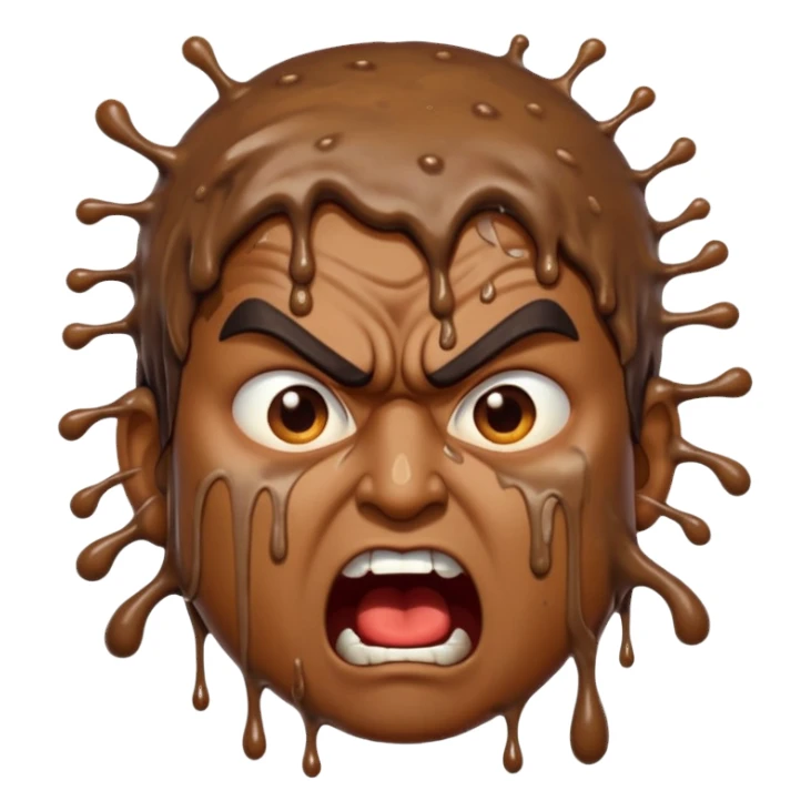 Indian man very dirty with brown slime. Angry screaming with rage sticker