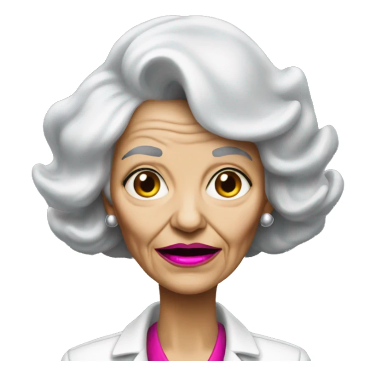Old scary lady with black hair and hot pink lips sticker