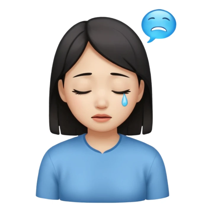 Crying asian girl with clean vibe, closing eyes sticker