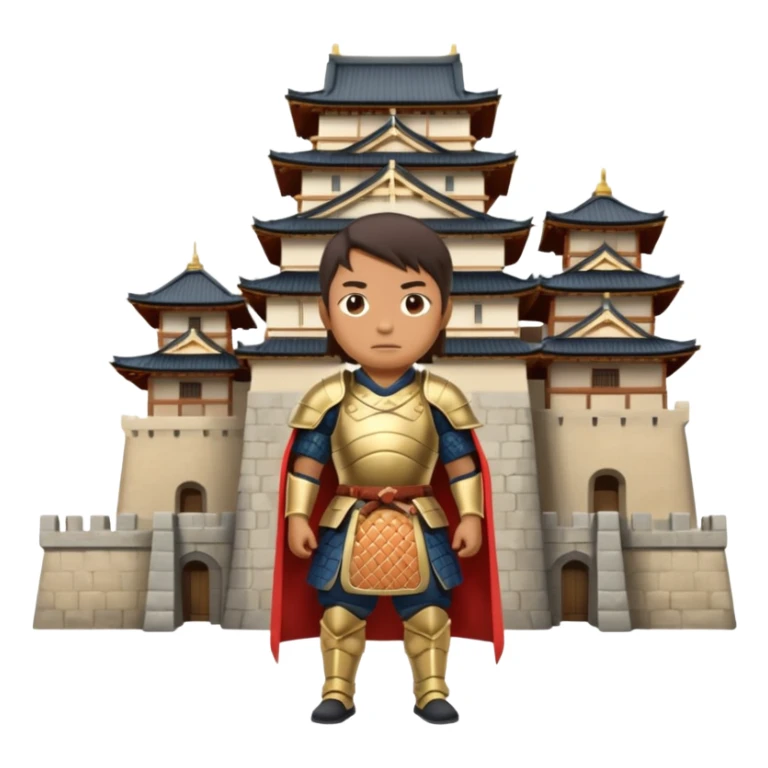 Japanese Castle Lord, Lord standing before a Japanese castle backdrop sticker