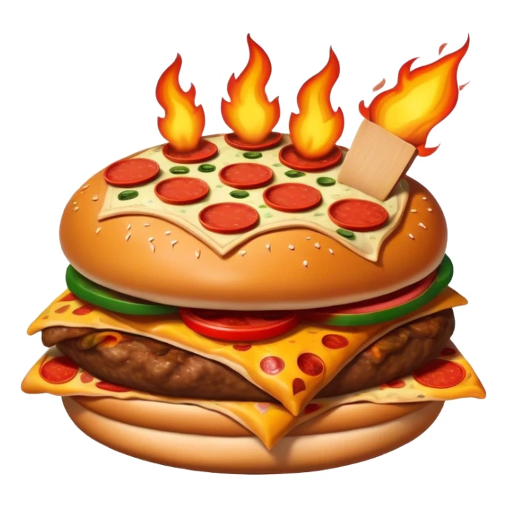As una hamburguesa combinada con pizza y hoy fogata sticker