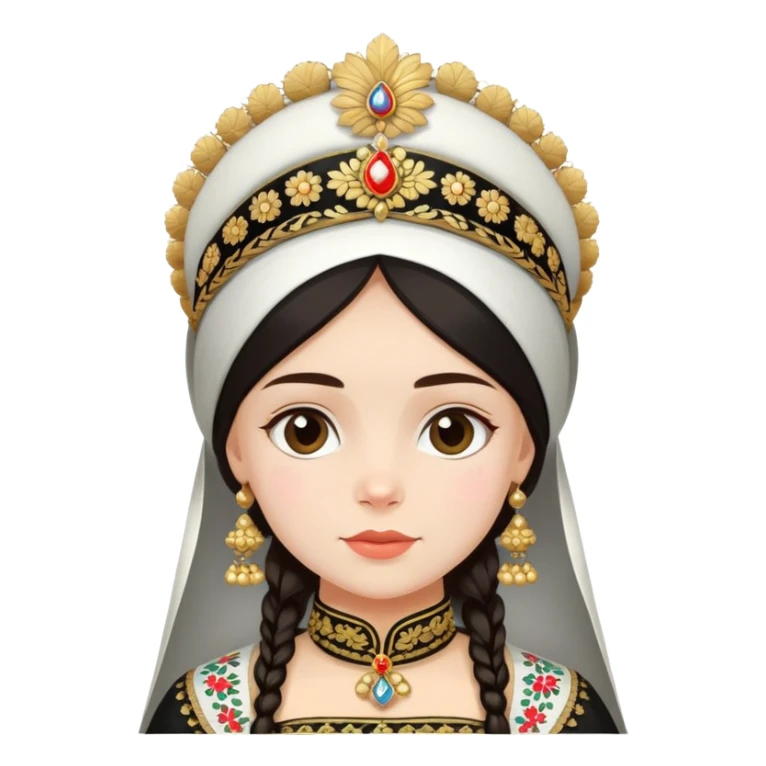 girl in russian costume and kokoshnik black sticker