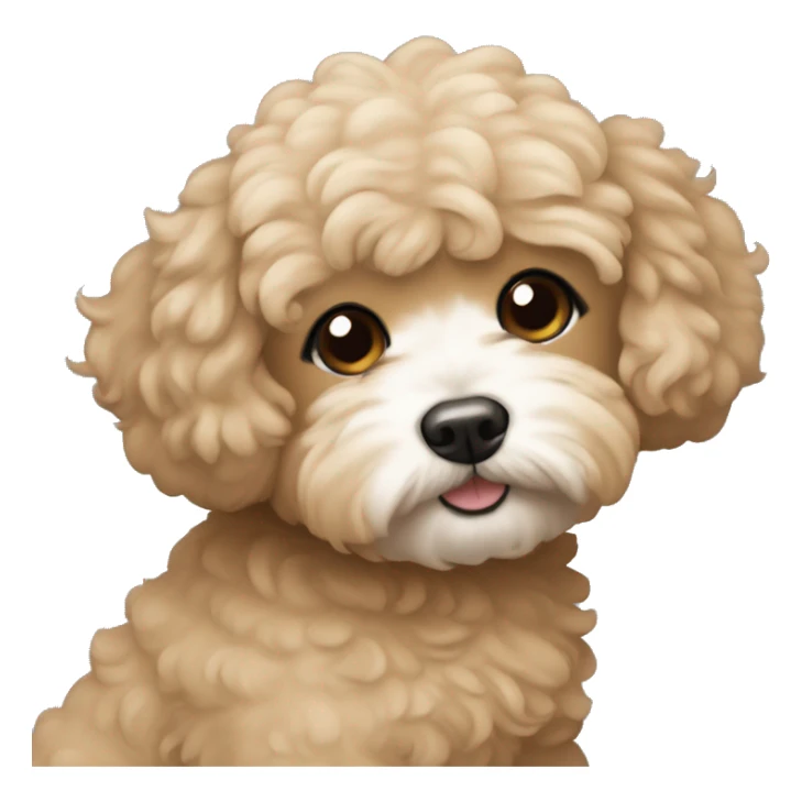 A black haired women hugging light brown maltipoo sticker
