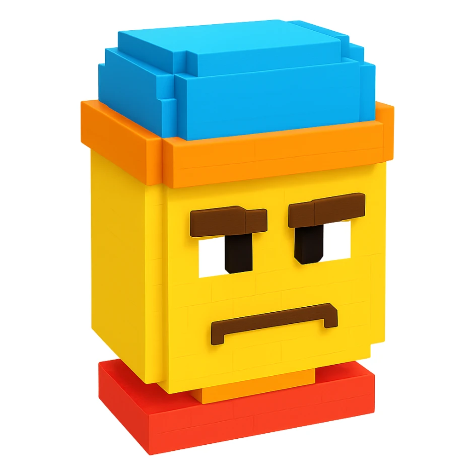Roblox man face with ಠ_ಠ expression, blocky style sticker