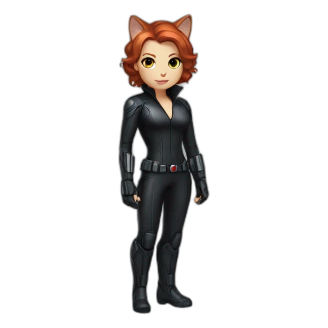 cat in avengers’ black widow suit full body sticker
