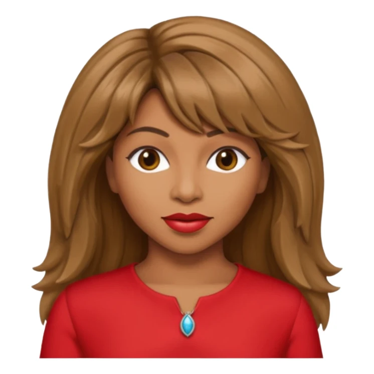 Tina Turner with long light brown hair, red outfit sticker