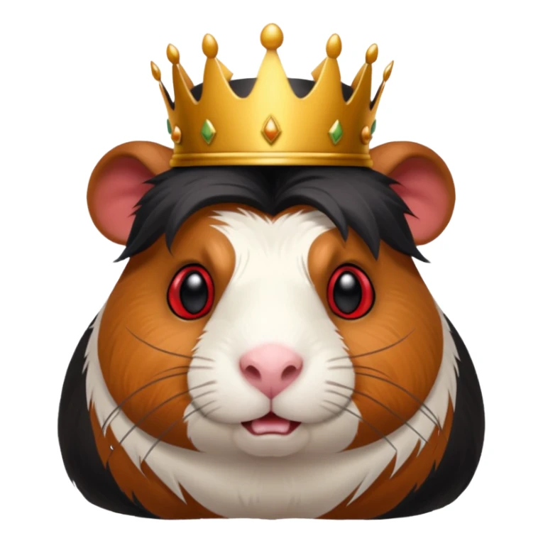 guinea pig evil king with sinister expression, black crown and red eyes sticker
