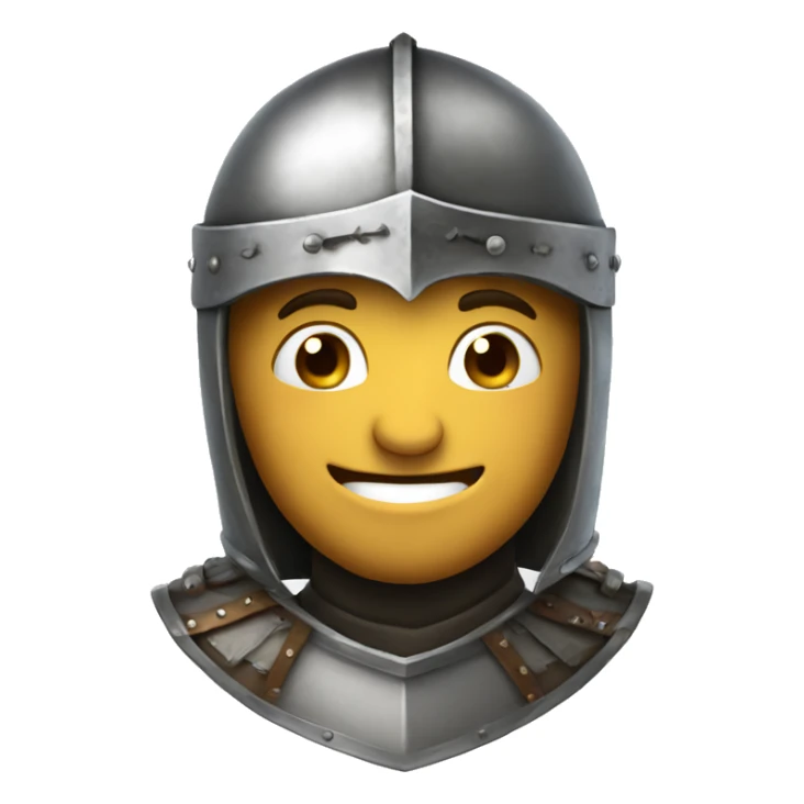A medieval knight emoji with a laughing expression under the helmet sticker