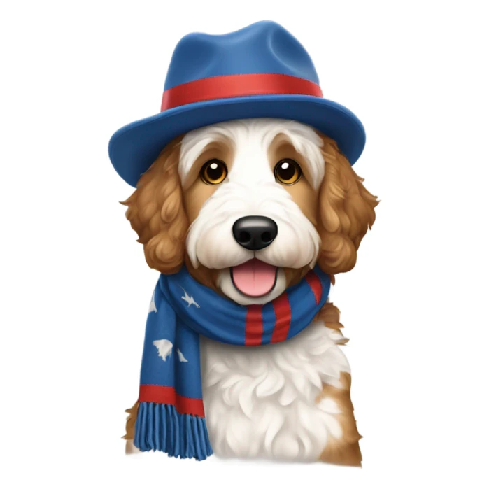 Bernedoodle with knoxville smokies hat and scarf sticker