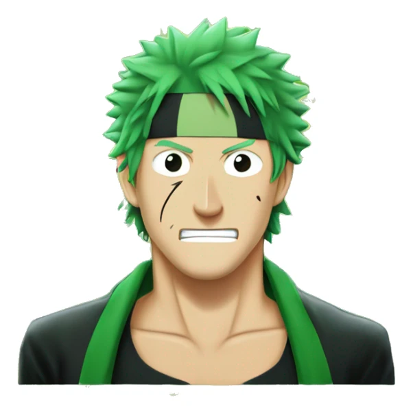 Zoro one piece avec 3 sabre et des cheveux vert plus son oeuil  sticker