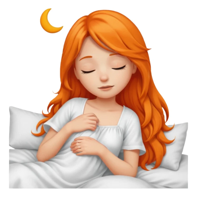 Orange long hair girl sleeping in bed alone sticker