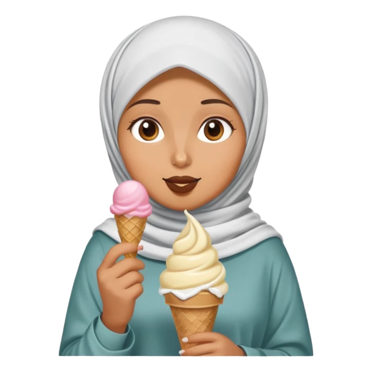 Girl wearing hijab eating ice cream sticker