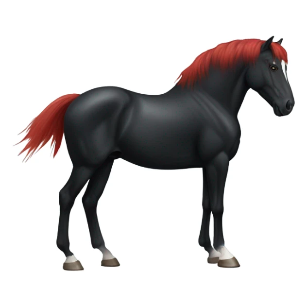 black horse with white star mark with a red haired man with a long bang in front sticker