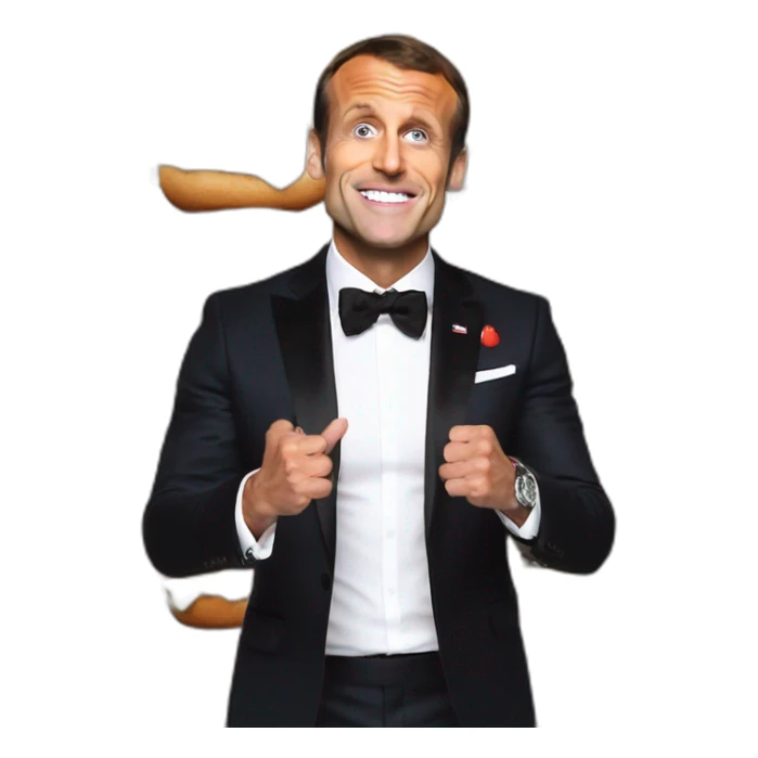 Emmanuel Macron avec the Rock mangeant des burgers sticker