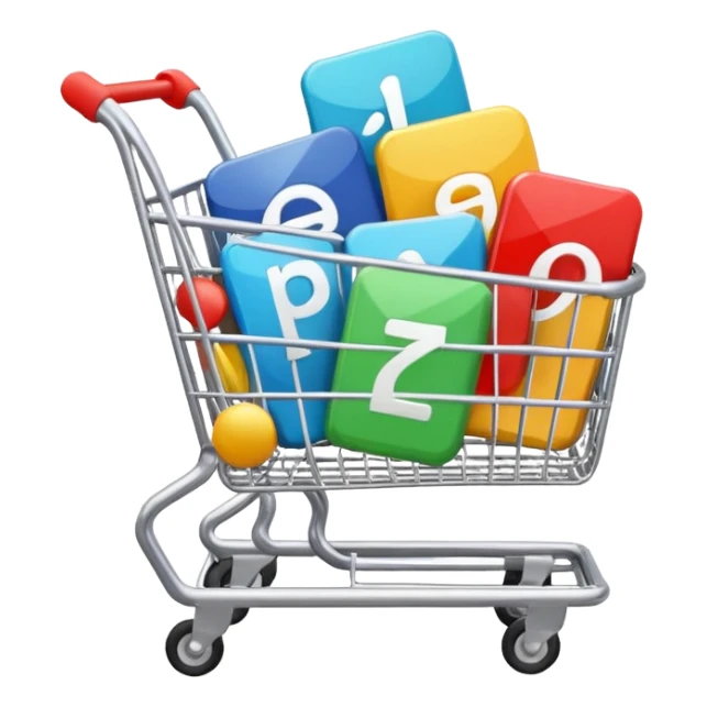 shopping cart with only play button icons inside sticker