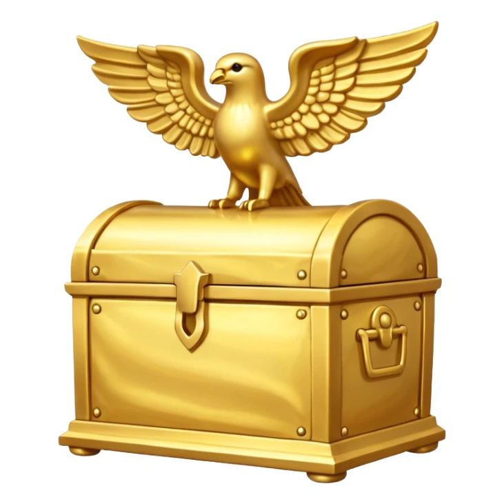 Ark of the Covenant, golden chest with cherubim, glowing sticker