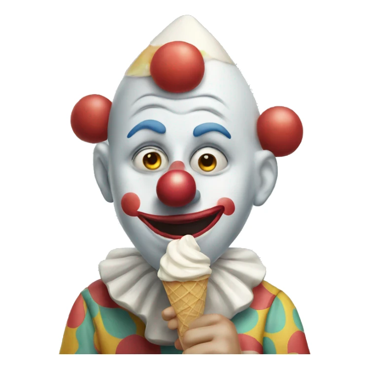 Sad clown eating ice cream sticker