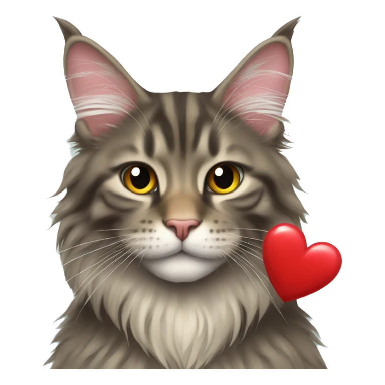 Maine coon holding a heart  sticker