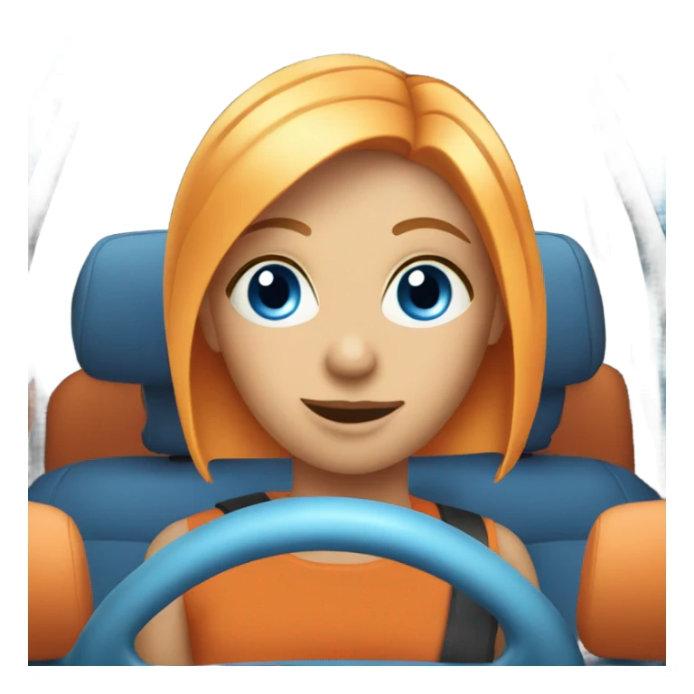 Blue eyed lady in an orange car  sticker