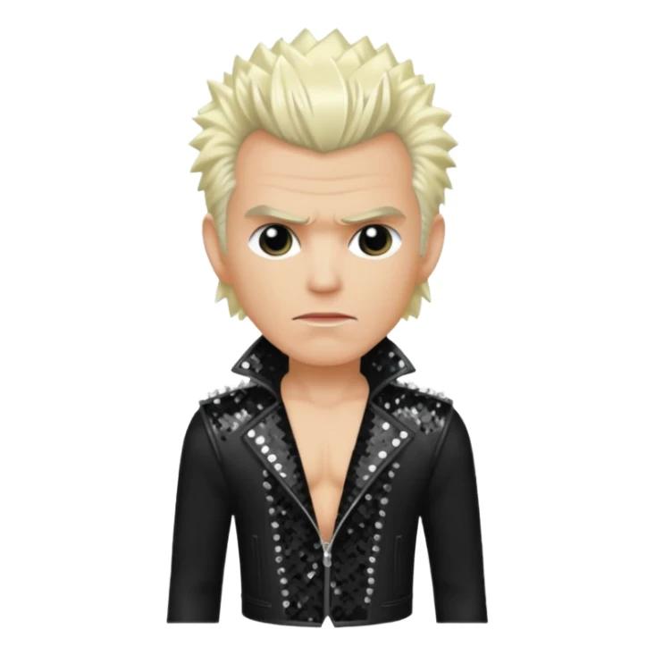 Billy Idol with platinum blonde hair, black sequin outfit sticker