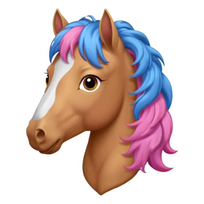  horse with curly and blue pink hair front angel  sticker