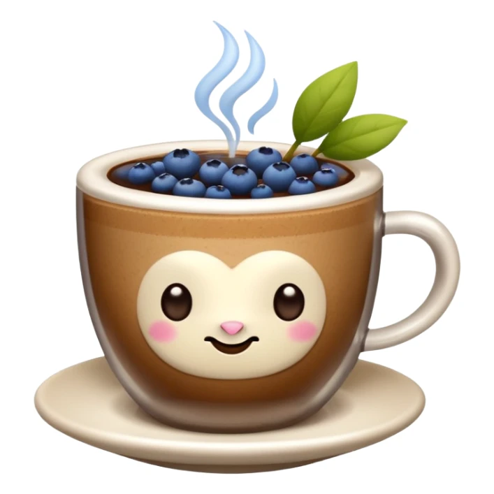 Slow brew coffee with blueberry flower design in a cup sticker