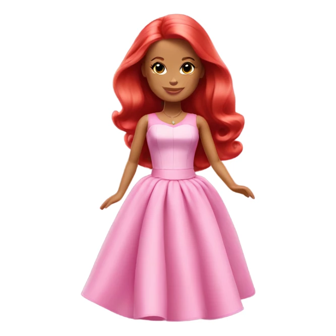 Barbie with red hair and a pink dress sticker