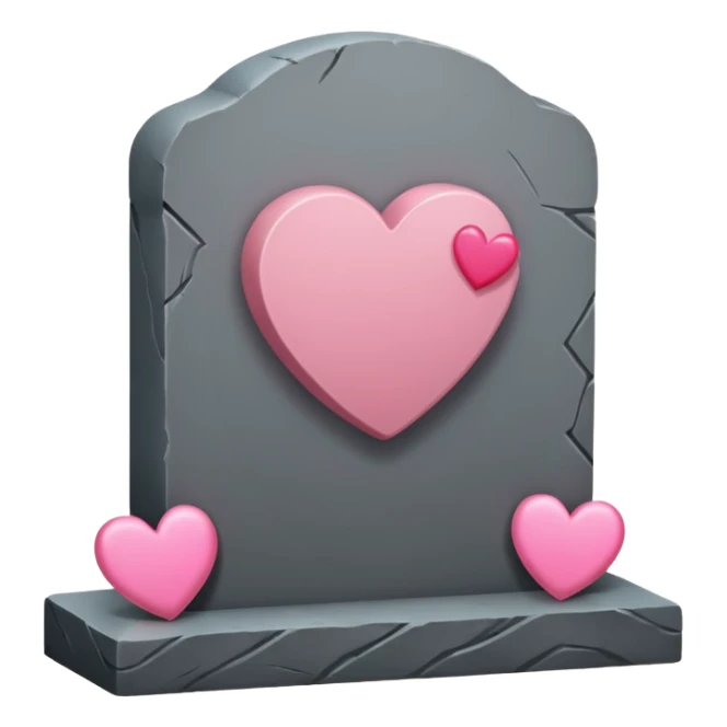 Headstone that says vaeh with pink hearts sticker