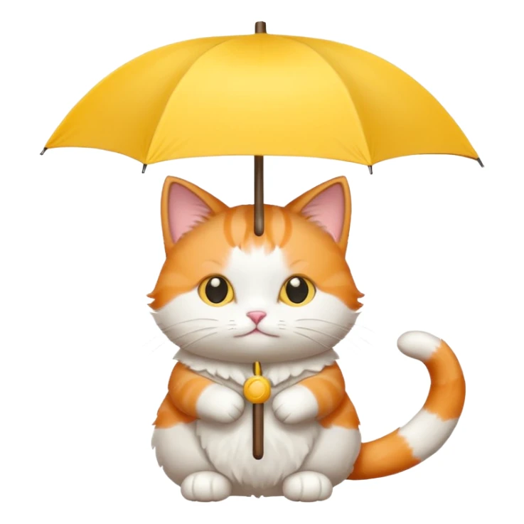 The cat is holding a yellow umbrella. sticker