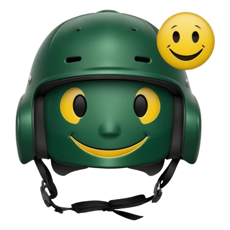 dark green skater helmet with smiley stickers sticker