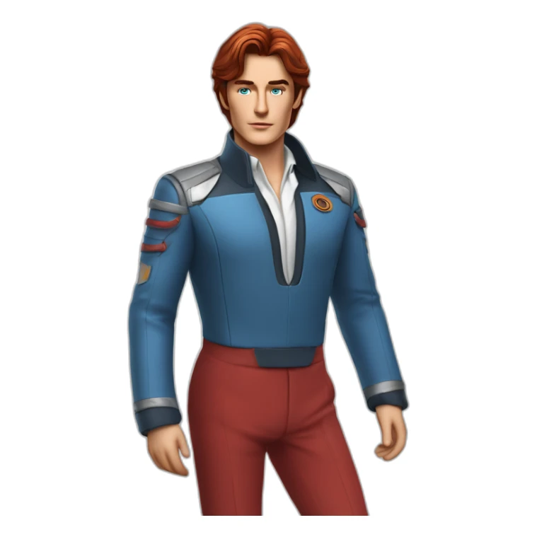 Alain delon exotic space outfit blue eyes red hair full body sticker