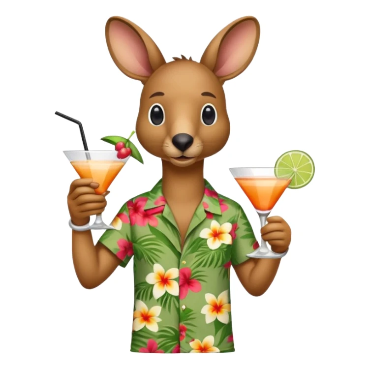 Kangaroo with Hawaii shirt and coctail sticker