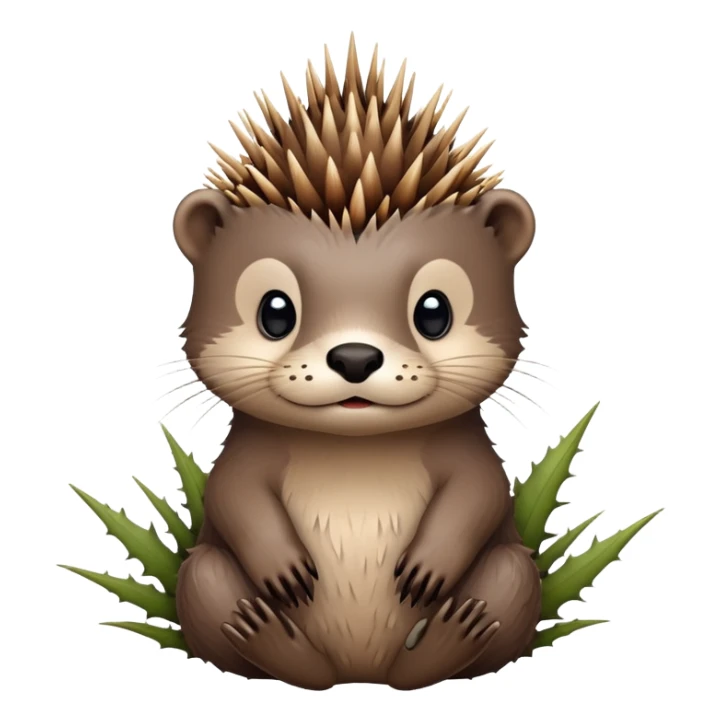 really cute confused otter face with asymmetric spiky thorny wooden bramble wrapped on the top of its head only, no leaves sticker