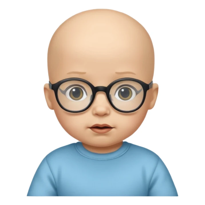 bald baby with black glasses sticker