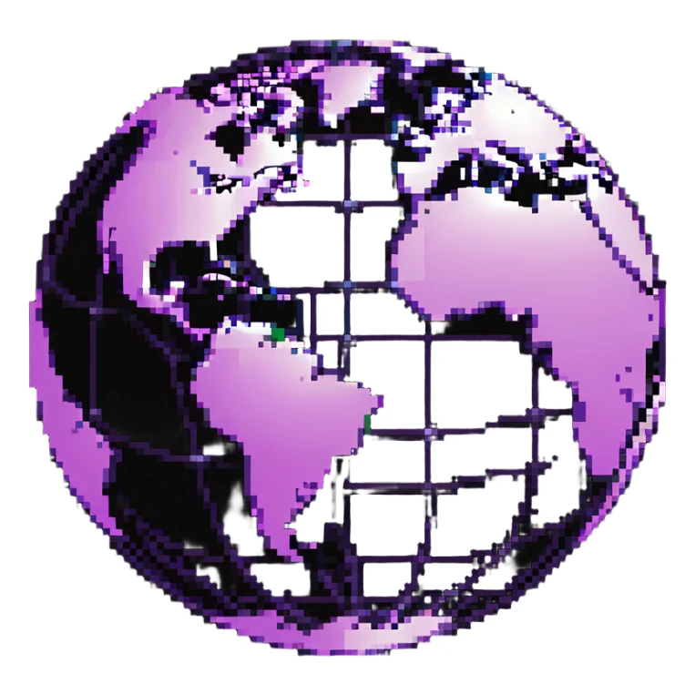 world globe with a connected network, purple and light pink colors sticker